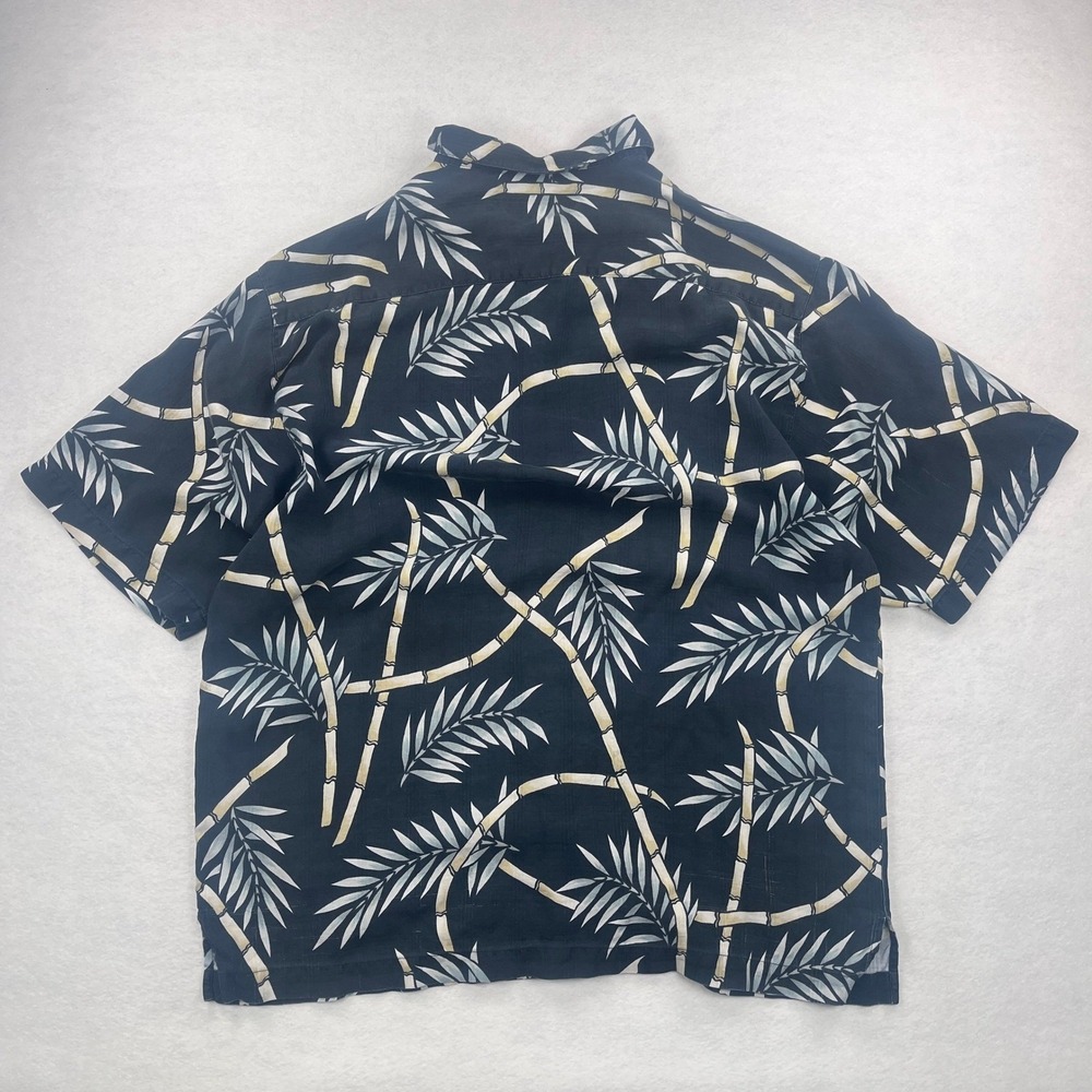 Tommy Bahama Mens Silk Bamboo Palm Print Camp Shirt Black Short Sleeve Medium - Picture 5 of 8